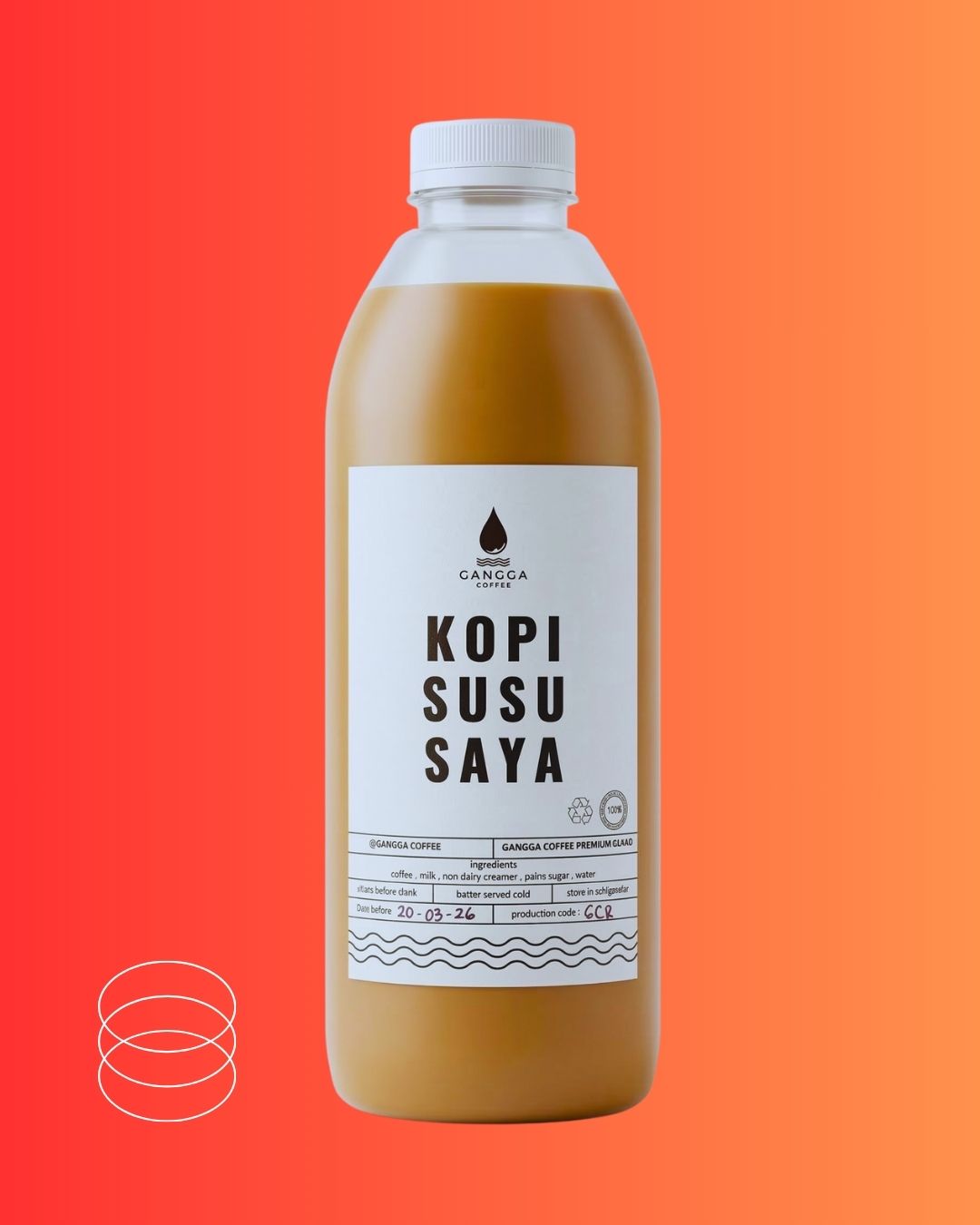 1 liter bottled Kopi Susu Saya with a smooth milk coffee blend, presented in a clean, minimal packaging designed for daily enjoyment.